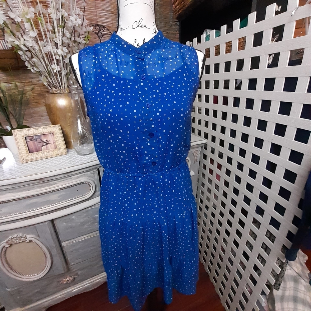 Semi-Sheer Dottie Blue Dress